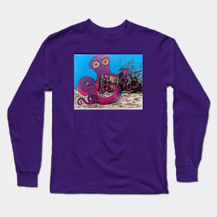 Purple Octopus Attack on School Long Sleeve T-Shirt